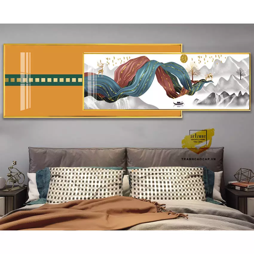 Tranh treo tường vải Canvas phòng ngủ Chất lượng cao 125X50-120X40 cm P/N: AZ2-0157-KN-CANVAS-125X50-120X40